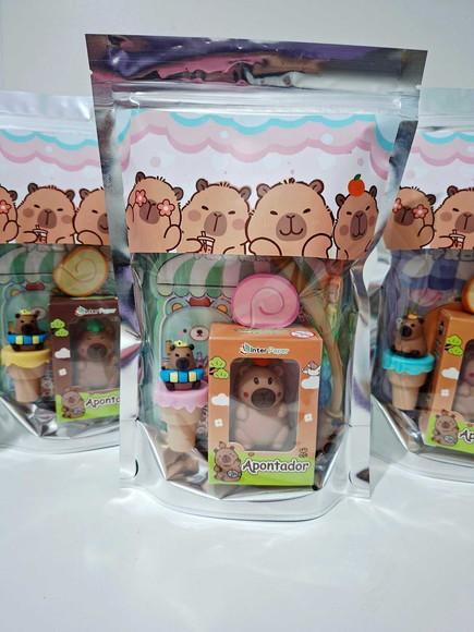 Kit Papelaria Fofa Saquinho com 6 Itens Capivara