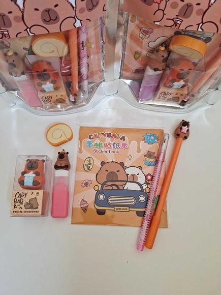 Kit Papelaria Fofa Saquinho com 6 Itens Capivara