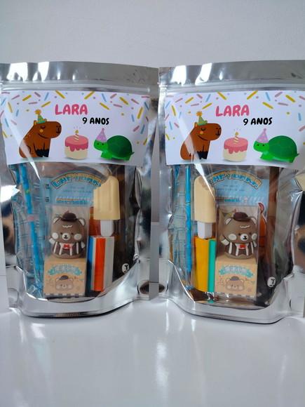 Kit Papelaria Fofa Saquinho com 6 Itens Capivara