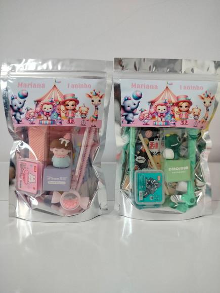 Kit Papelaria Fofa Saquinho com 6 Itens Circo Rosa