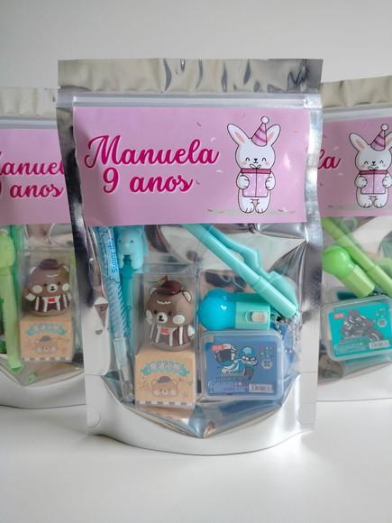 Kit Papelaria Fofa Saquinho com 6 Itens Coelho