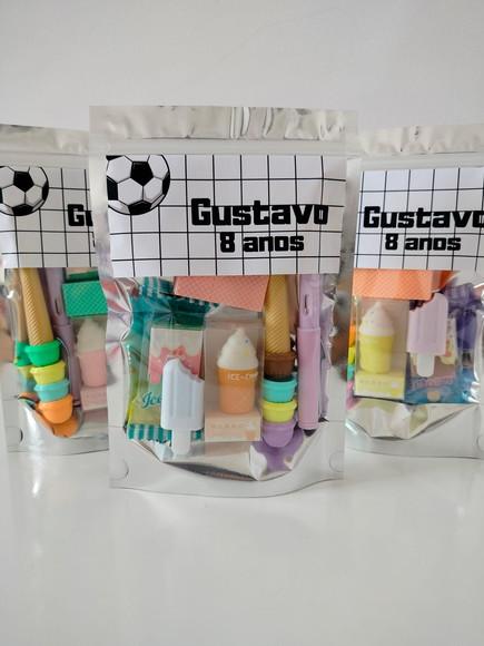 Kit Papelaria Fofa Saquinho com 6 Itens Futebol