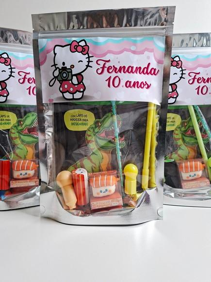 Kit Papelaria Fofa Saquinho com 6 Itens Hello Kitty