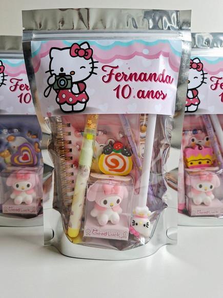 Kit Papelaria Fofa Saquinho com 6 Itens Hello Kitty