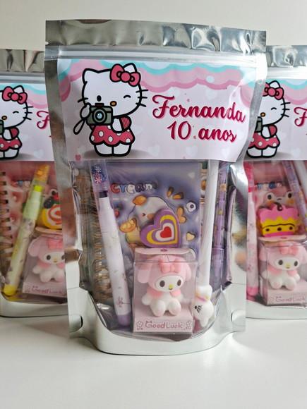 Kit Papelaria Fofa Saquinho com 6 Itens Hello Kitty