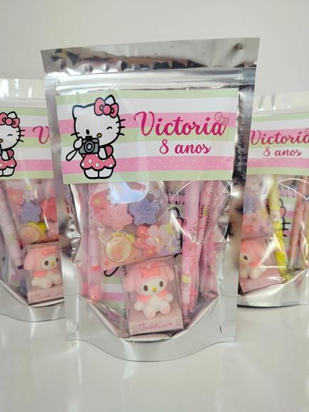 Kit Papelaria Fofa Saquinho com 6 Itens Hello Kitty