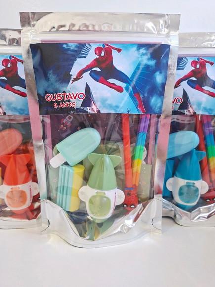 Kit Papelaria Fofa Saquinho com 6 Itens Homem Aranha