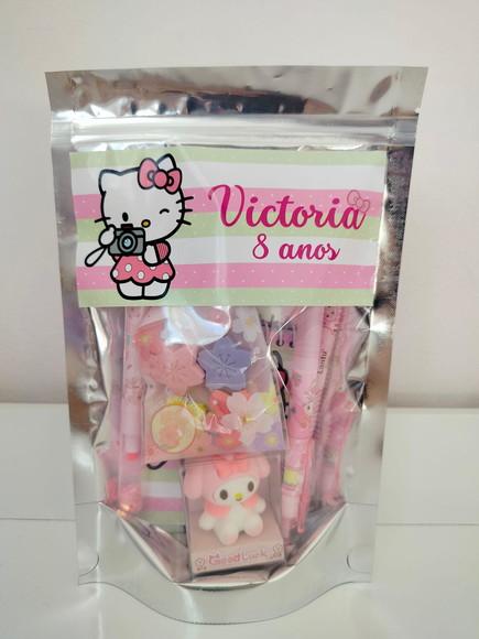 Kit Papelaria Fofa Saquinho com 6 Itens Hello Kitty