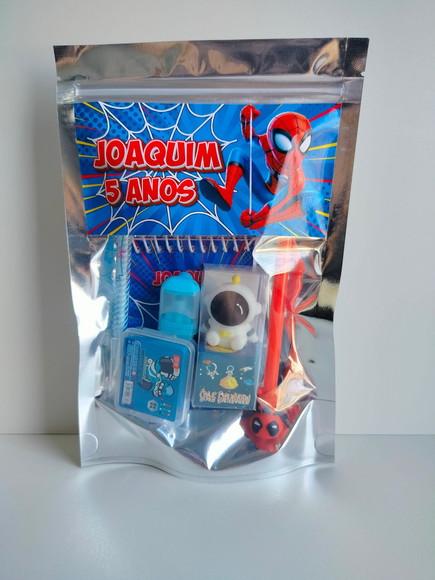 Kit Papelaria Fofa Saquinho com 6 Itens Homem Aranha