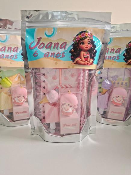 Kit Papelaria Fofa Saquinho com 6 Itens Moana