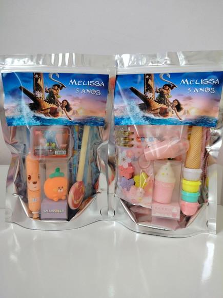 Kit Papelaria Fofa Saquinho com 6 Itens Moana