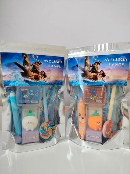 Kit Papelaria Fofa Saquinho com 6 Itens Moana