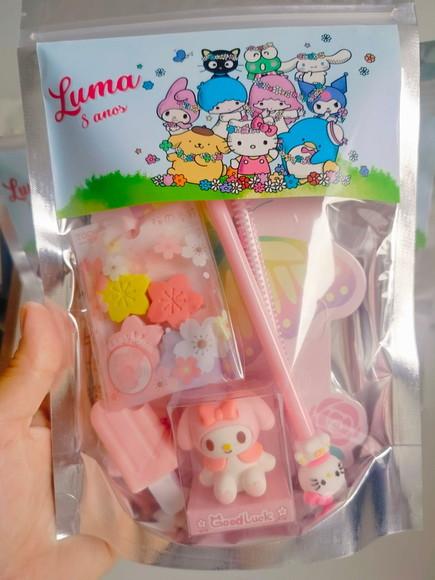 Kit Papelaria Fofa Saquinho com 6 Itens Sanrio
