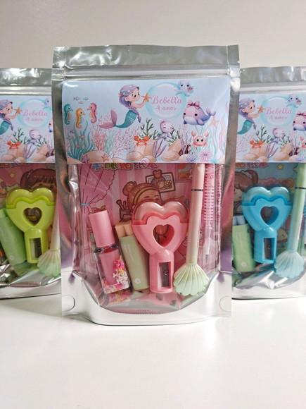 Kit Papelaria Fofa Saquinho com 6 Itens Sereia