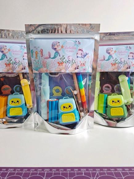 Kit Papelaria Fofa Saquinho com 6 Itens Sereia