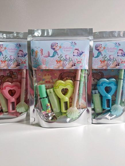 Kit Papelaria Fofa Saquinho com 6 Itens Sereia