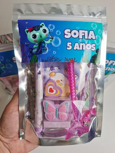 Kit Papelaria Fofa Saquinho com 6 Itens Sereiata