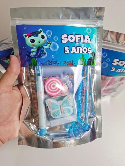Kit Papelaria Fofa Saquinho com 6 Itens Sereiata