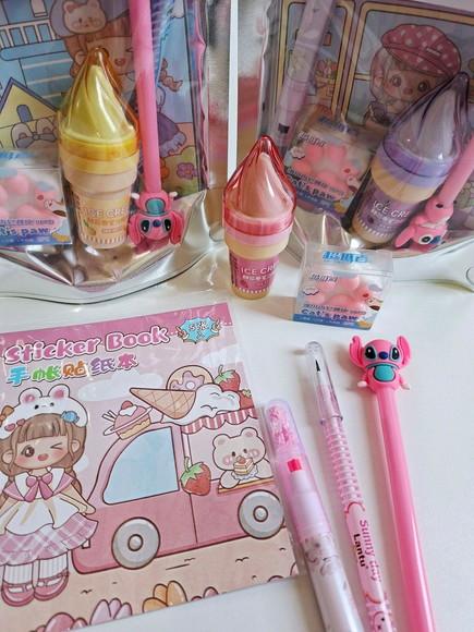 Kit Papelaria Fofa Saquinho com 6 Itens Stitch