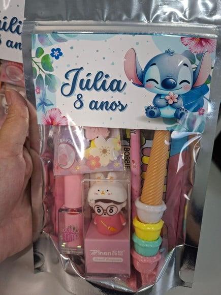 Kit Papelaria Fofa Saquinho com 6 Itens Stitch
