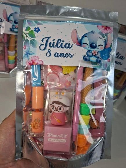 Kit Papelaria Fofa Saquinho com 6 Itens Stitch