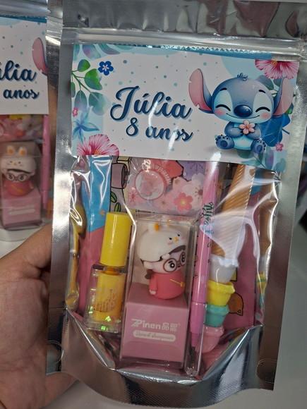 Kit Papelaria Fofa Saquinho com 6 Itens Stitch