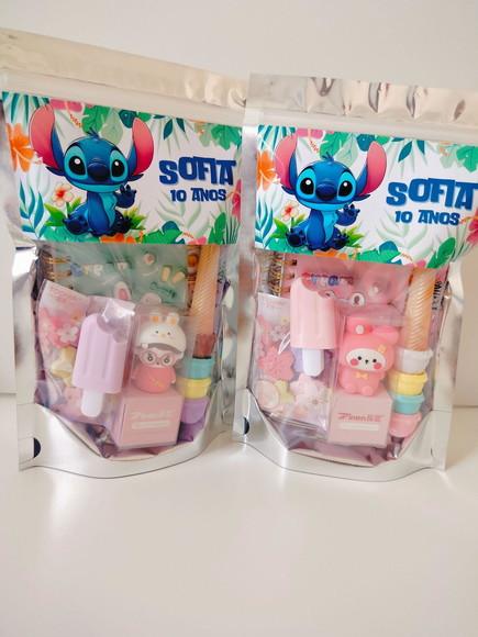 Kit Papelaria Fofa Saquinho com 6 Itens Stitch