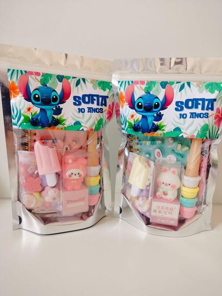 Kit Papelaria Fofa Saquinho com 6 Itens Stitch