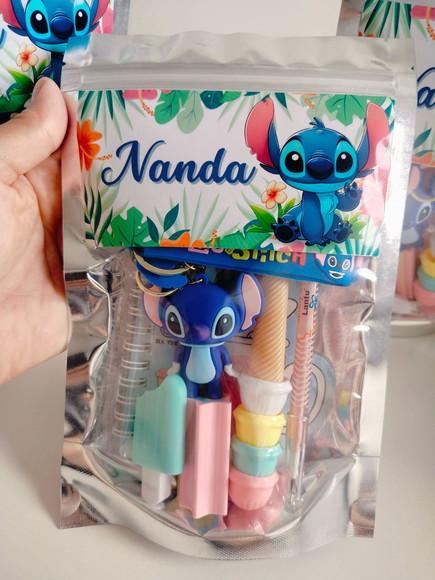 Kit Papelaria Fofa Saquinho com 6 Itens Stitch