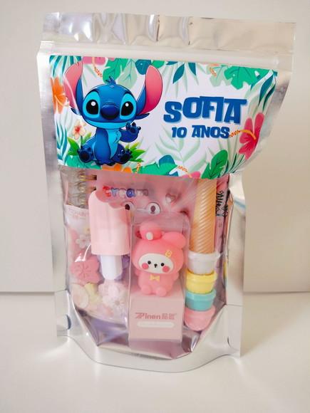 Kit Papelaria Fofa Saquinho com 6 Itens Stitch