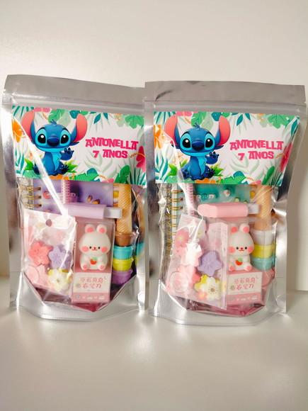 Kit Papelaria Fofa Saquinho com 6 Itens Stitch