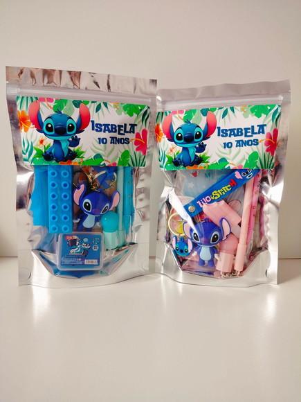 Kit Papelaria Fofa Saquinho com 6 Itens Stitch