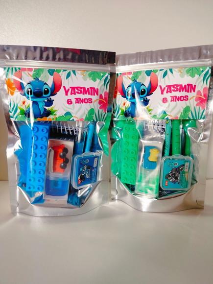 Kit Papelaria Fofa Saquinho com 6 Itens Stitch