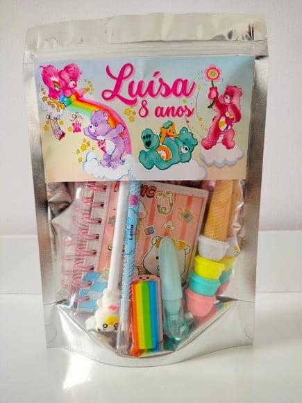 Kit Papelaria Fofa Saquinho Lembrancinha 6 Itens Ursinhos