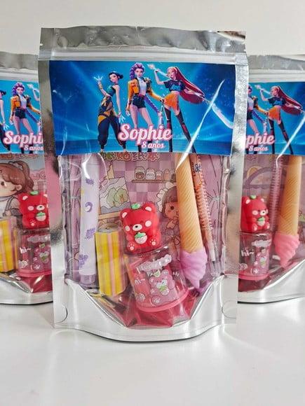 Kit Papelaria Fofa Saquinho Personalizado Guerreiras Kpop