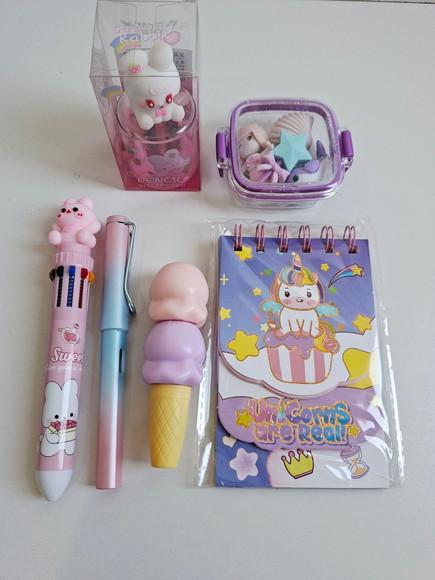Kit Papelaria Fofa Saquinho Zip Personalizado (6 Itens)