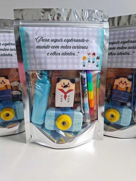Kit Papelaria Fofa Saquinho Zip Personalizado Abc