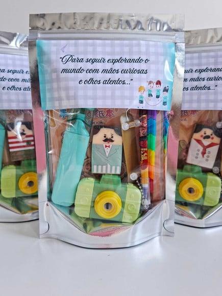 Kit Papelaria Fofa Saquinho Zip Personalizado Abc