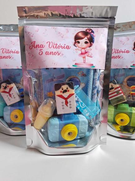 Kit Papelaria Fofa Saquinho Zip Personalizado Bailarina
