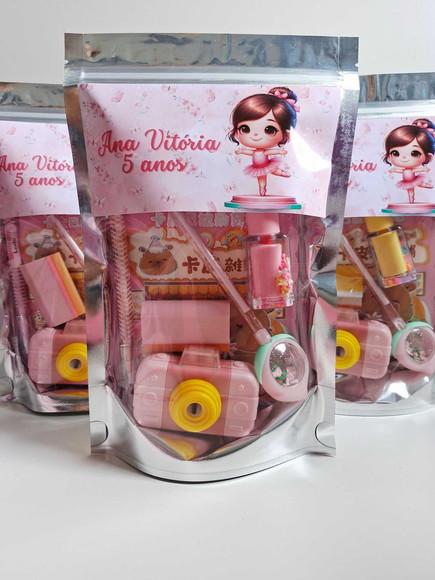 Kit Papelaria Fofa Saquinho Zip Personalizado Bailarina