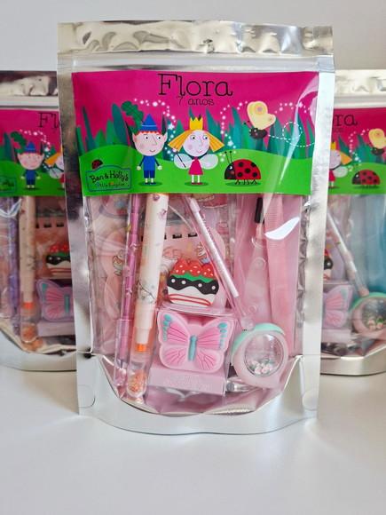 Kit Papelaria Fofa Saquinho Zip Personalizado Ben e Holly