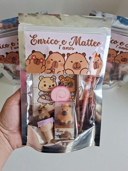 Kit Papelaria Fofa Saquinho Zip Personalizado Capivara
