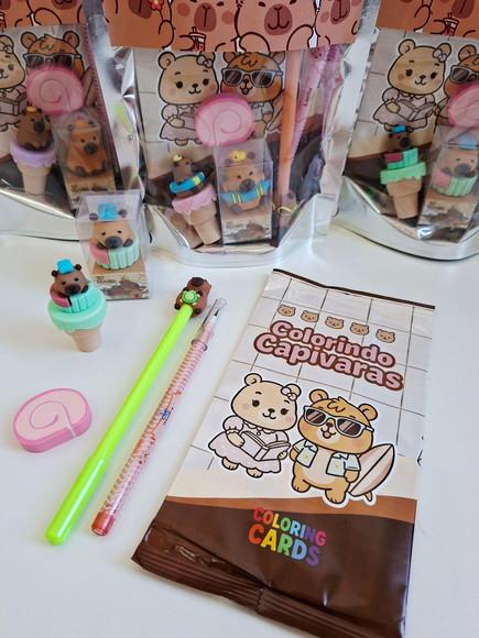 Kit Papelaria Fofa Saquinho Zip Personalizado Capivara