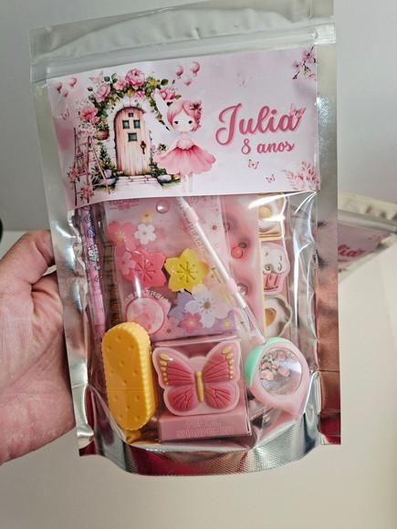 Kit Papelaria Fofa Saquinho Zip Personalizado Fada
