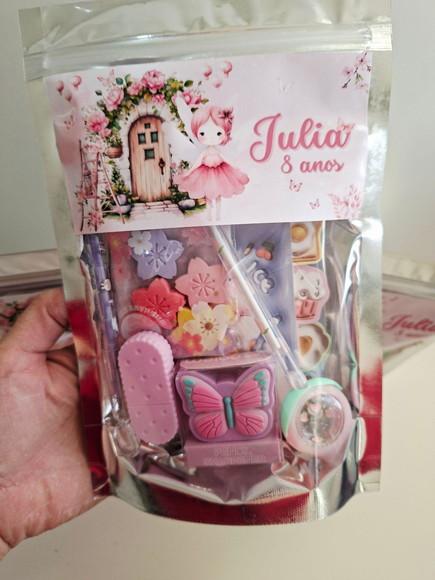 Kit Papelaria Fofa Saquinho Zip Personalizado Fada