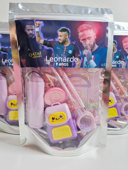 Kit Papelaria Fofa Saquinho Zip Personalizado Futebol