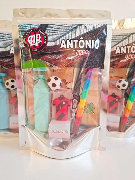 Kit Papelaria Fofa Saquinho Zip Personalizado Futebol