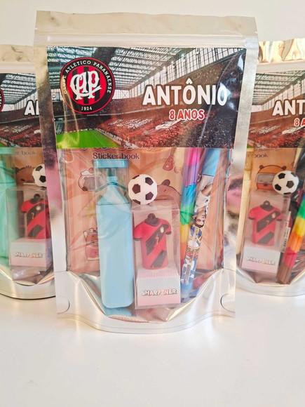 Kit Papelaria Fofa Saquinho Zip Personalizado Futebol