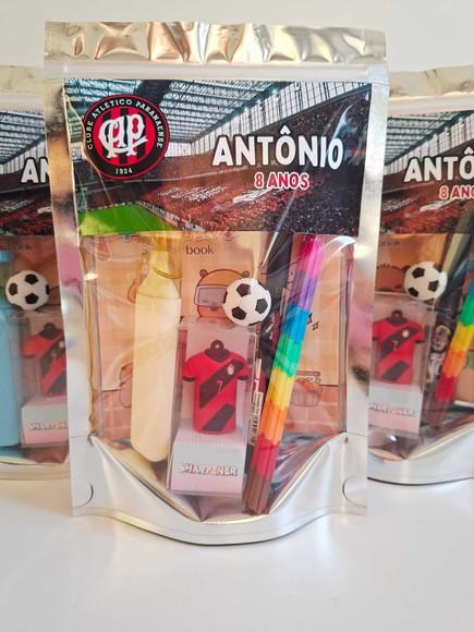 Kit Papelaria Fofa Saquinho Zip Personalizado Futebol