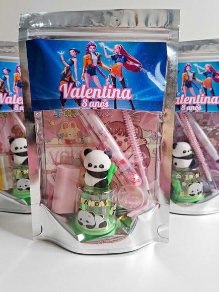 Kit Papelaria Fofa Saquinho Zip Personalizado Guerreiras Kpo